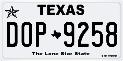 TX license plate DOP9258