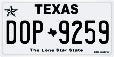 TX license plate DOP9259