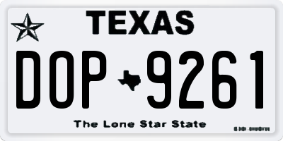 TX license plate DOP9261