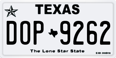 TX license plate DOP9262