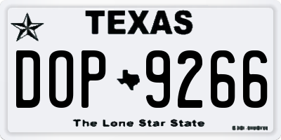 TX license plate DOP9266