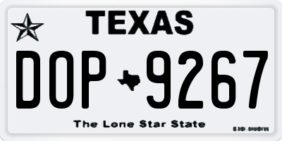 TX license plate DOP9267