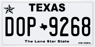 TX license plate DOP9268