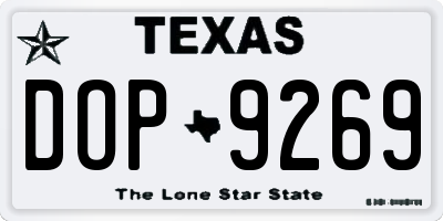TX license plate DOP9269