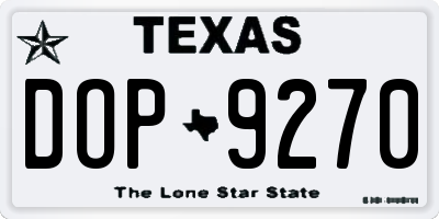 TX license plate DOP9270