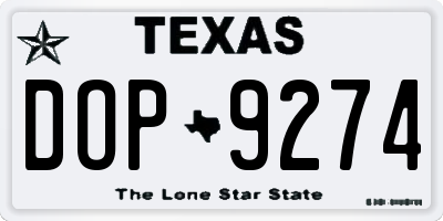 TX license plate DOP9274