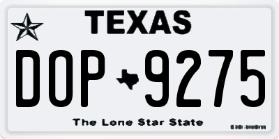 TX license plate DOP9275