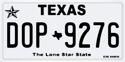TX license plate DOP9276