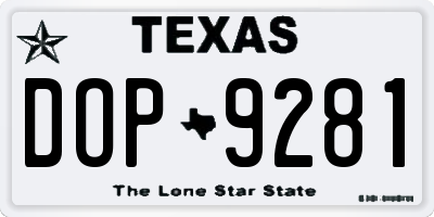 TX license plate DOP9281