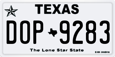 TX license plate DOP9283