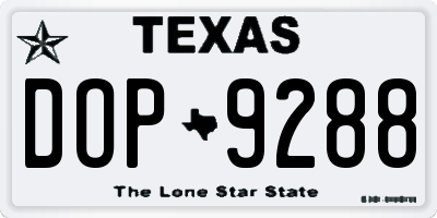 TX license plate DOP9288