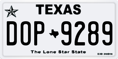 TX license plate DOP9289