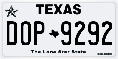 TX license plate DOP9292