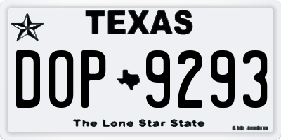TX license plate DOP9293