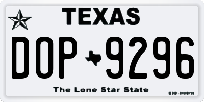 TX license plate DOP9296