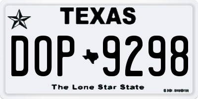 TX license plate DOP9298