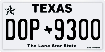 TX license plate DOP9300