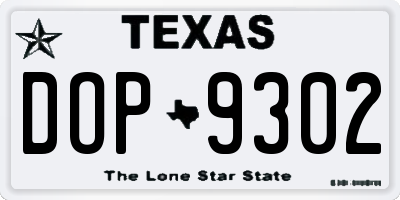 TX license plate DOP9302