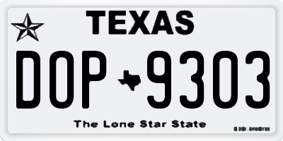 TX license plate DOP9303
