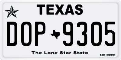 TX license plate DOP9305