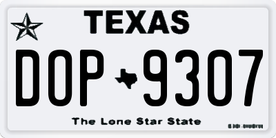 TX license plate DOP9307