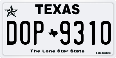 TX license plate DOP9310