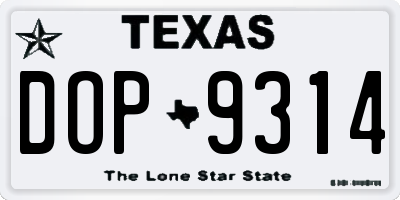 TX license plate DOP9314