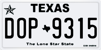 TX license plate DOP9315