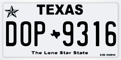 TX license plate DOP9316