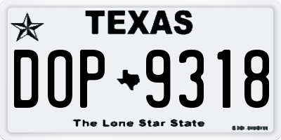 TX license plate DOP9318