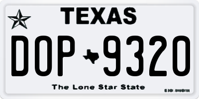 TX license plate DOP9320