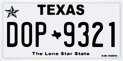 TX license plate DOP9321