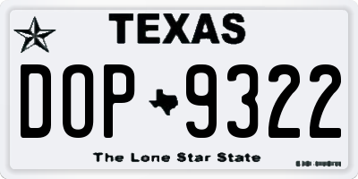 TX license plate DOP9322