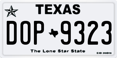 TX license plate DOP9323