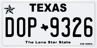 TX license plate DOP9326