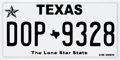 TX license plate DOP9328