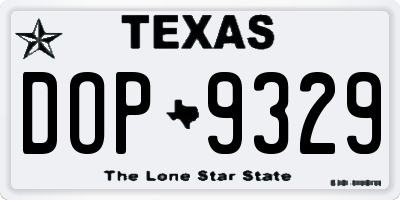 TX license plate DOP9329