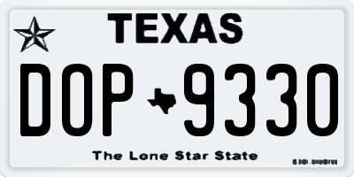 TX license plate DOP9330