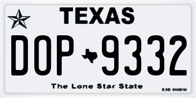 TX license plate DOP9332