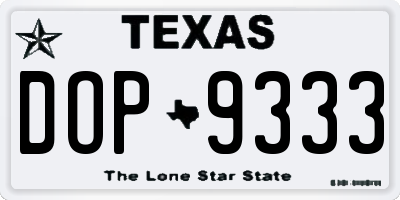 TX license plate DOP9333