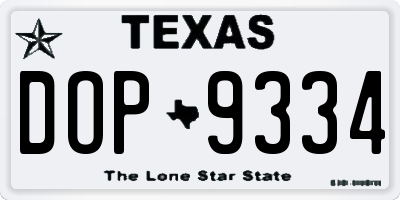 TX license plate DOP9334