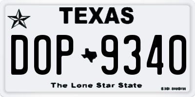 TX license plate DOP9340