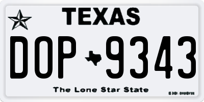TX license plate DOP9343