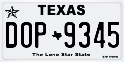 TX license plate DOP9345
