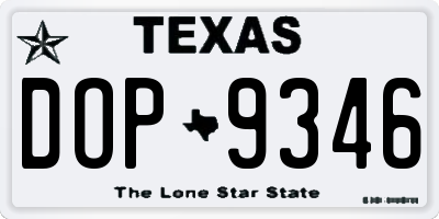 TX license plate DOP9346