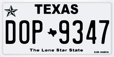 TX license plate DOP9347