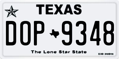 TX license plate DOP9348
