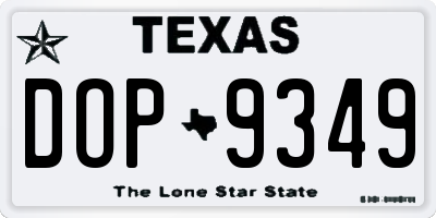 TX license plate DOP9349