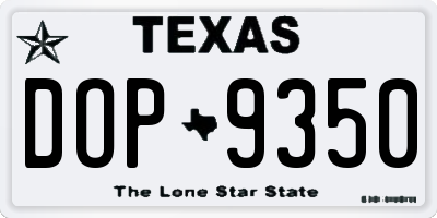 TX license plate DOP9350