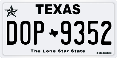 TX license plate DOP9352
